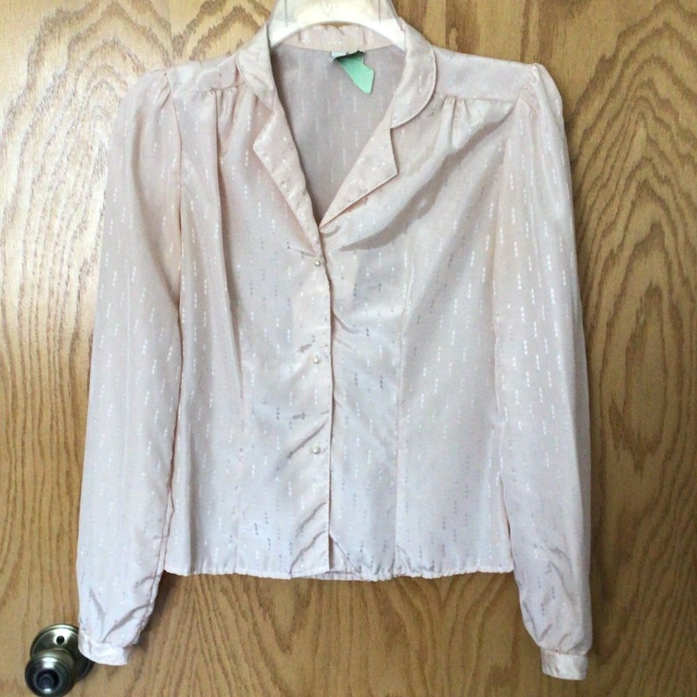 Jonathan Martin - Pink blouse with chevron design and pearlized buttons - Picture 5 of 8